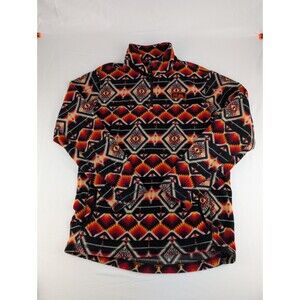 Men's M Panhandle Slim Jacket Powder River Aztec Print Fleece 1/4 Zip Orange